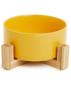 Wiggle Ceramic Bowl with Bamboo Stand - Orange