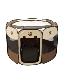 WigWagga - Portable Pet Dog Playpen - Medium Size - Brown