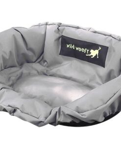 Wild Woofy Plastic Frame Bed With Padded Twill Cover - Grey - S