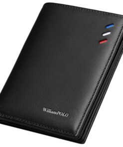 WilliamPOLO Men's Bi-fold Genuine Leather Wallet - Black