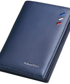WilliamPOLO Men's Bi-fold Genuine Leather Wallet - Blue