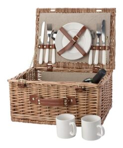 Willow - 2 Person Picnic Basket - Ceramic Plates & Cups