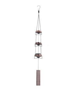 Wind Chimes Red Copper Hanging Bells with 3 Bells for Outdoor Decoration