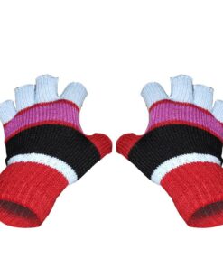 Winter warm fingerless gloves- Blue stripe