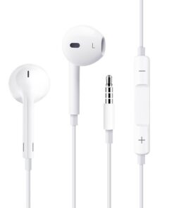Wired InEar White Earphones With Microphone and Volume Control - WHITE