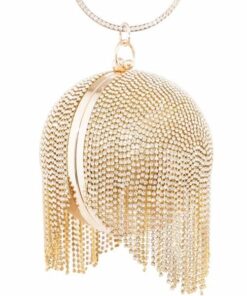 Womans Round Clutch Handbag-Gold