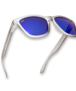 Wombat Stroke Mirrored Polarised Sunglasses - Deep Blue - Matt Grey Frame Deep Blue Lens