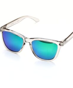 Wombat Stroke Mirrored Polarised Sunglasses - Green - Glossy Grey Frame Green Lens