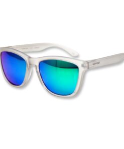 Wombat Stroke Mirrored Polarised Sunglasses - Green - Matt Grey Frame Green Lens