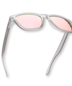 Wombat Stroke Mirrored Polarised Sunglasses - Rose Gold - Matt Grey Frame Rose Gold Lens