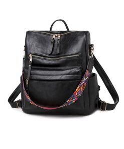 Women Backpack Purse Fashion Bag Multipurpose Designer Handbag - Black