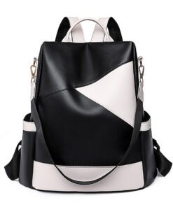 Women Backpack Purse Waterproof Anti-theft Lightweight Travel Shoulder Bag - Black, White