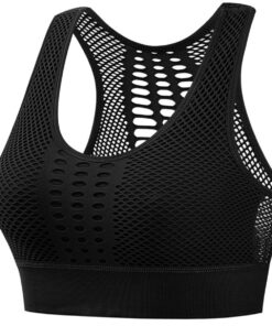 Women Breathable Mesh Hollow Out Liftup Workout Sport Bra