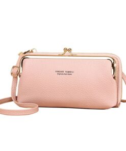 Women Crossbody Leather Clutch Bag Cellphone Wristlet Purse Wallet â Pink