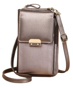 Women Crossbody Leather Shoulder Bag Cellphone Purse Wallet â Metallic