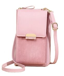 Women Crossbody Leather Shoulder Bag Cellphone Purse Wallet â Pink