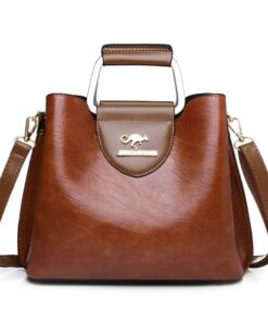 Women Faux Leather Cross Body Casual Shoulder Hand Bag - Brown