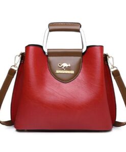 Women Faux Leather Cross Body Casual Shoulder Hand Bag - Red