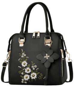 Women Floral Fashion Shoulder Bag - Black