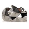 Women Geometric Pattern Metal Evening Clutch Bags - Silver