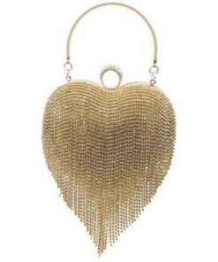 Women Luxury Shape Cute Heart Tassel Evening Clutch Bag