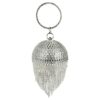 Women Round Ball Crystal Evening Clutch Wedding Party Purse - Silver