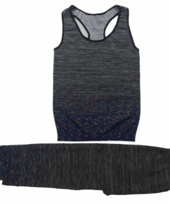 Women Sleeveless 2pc Stretch-Fit Yoga, Gym and Fitness Wear Set - Midnight Blue