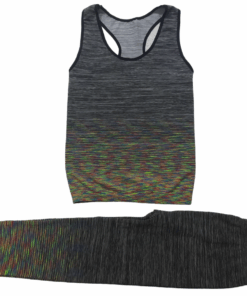 Women Sleeveless 2pc Stretch-Fit Yoga, Gym and Fitness Wear Set - Yellow