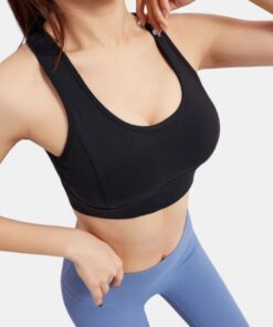 Women Sports Bra - Tank Crop Top - High Impact Support - Black - S
