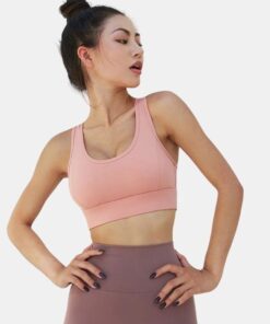 Women Sports Bra - Tank Crop Top - High Impact Support - Light Pink - XL