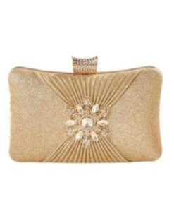 Women Wedding Designer Elegant Shining Clutch Evening Bag - Gold