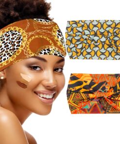 Women Wide Headbands Sports Turbans Wicking Printed Knotted Head Wraps - 3 Piece - 4+5+6