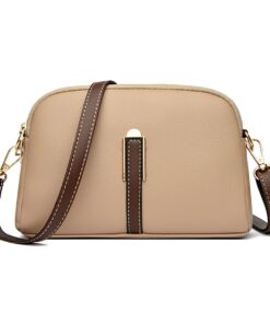 Women's Adjustable Strap PU Leather Crossbody Bag - khaki
