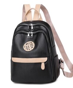 Women's Fashion Waterproof Backpack Anti-theft Shoulder Leisure Bag - Black, Pink