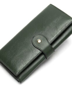 Women's Genuine Leather Clutch Wallet with Card Holder Organizer Ideal Gift - Black