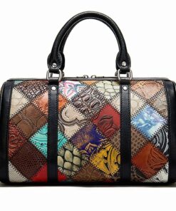 Women's Genuine Leather Cowhide Retro Style Stitching Hand Shoulder Bag