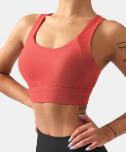 Women's Gym Running Fitness Sports Bra - High Impact - International Orange - S
