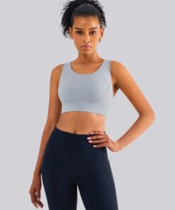 Womens High Impact Sports Training Bra - Fixed Cups - Rhino Grey - S