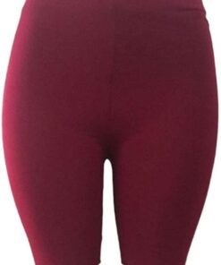 Women's Hip High Waist Sports Tights with Pockets - Maroon - XL
