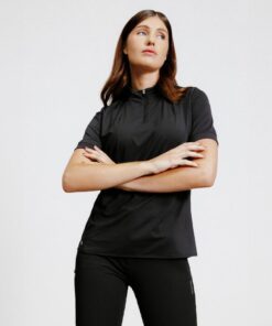 Women's Horse Riding Short-Sleeved Heritage Polo Shirt - Black - XL