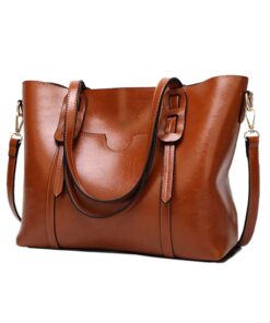 Women's Large Capacity Trendy Soft PU Leather Shoulder Handbag - Brown
