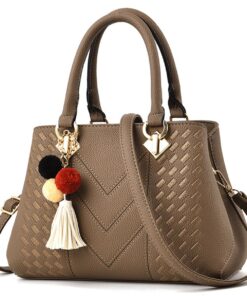 Women's Leather Zipper Handbag Crossbody Shoulder Bag - Brown