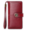 Women's Long Leather Wallet - Red wine