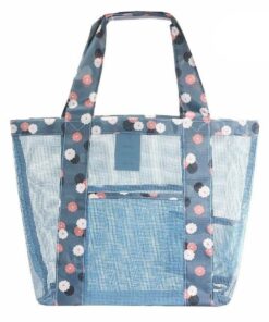 Womens Mesh Lightweight Tote Hand Beach Bag Tote Shoulder Bag-Blue