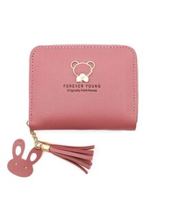 Women's PU Leather Cute Custom Wallet - Dark Pink