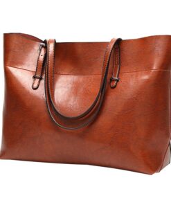 Women's PU Leather Handbag - Brown