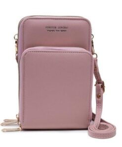 Women's Purse Wallet Crossbody Cell Phone Holder - Light pink