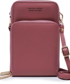 Women's Purse Wallet Crossbody Cell Phone Holder - Rose pink