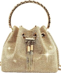 Women's Rhinestone Purse Luxury Shining Clutch Bag - Gold