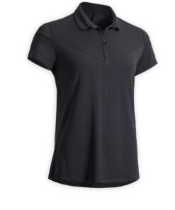 Women's Short-Sleeved Horse Riding Polo Shirt 100 - Black - XS